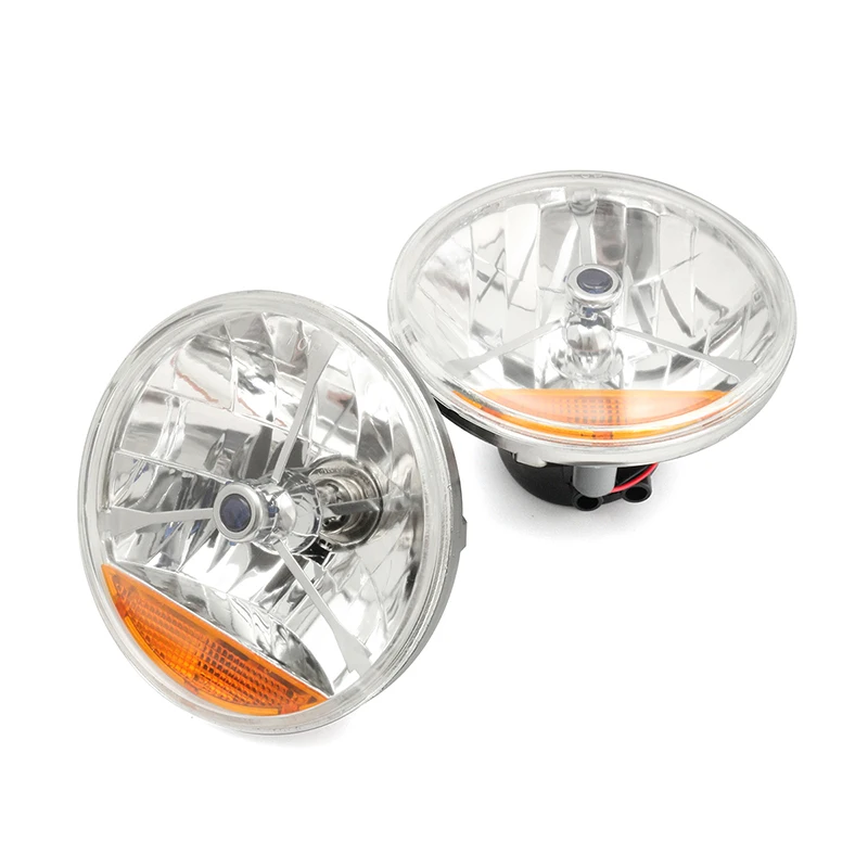 Street Hot Rat Rod 7" Tri Bar Blue Dot H4 Headlight w/ Amber Turn