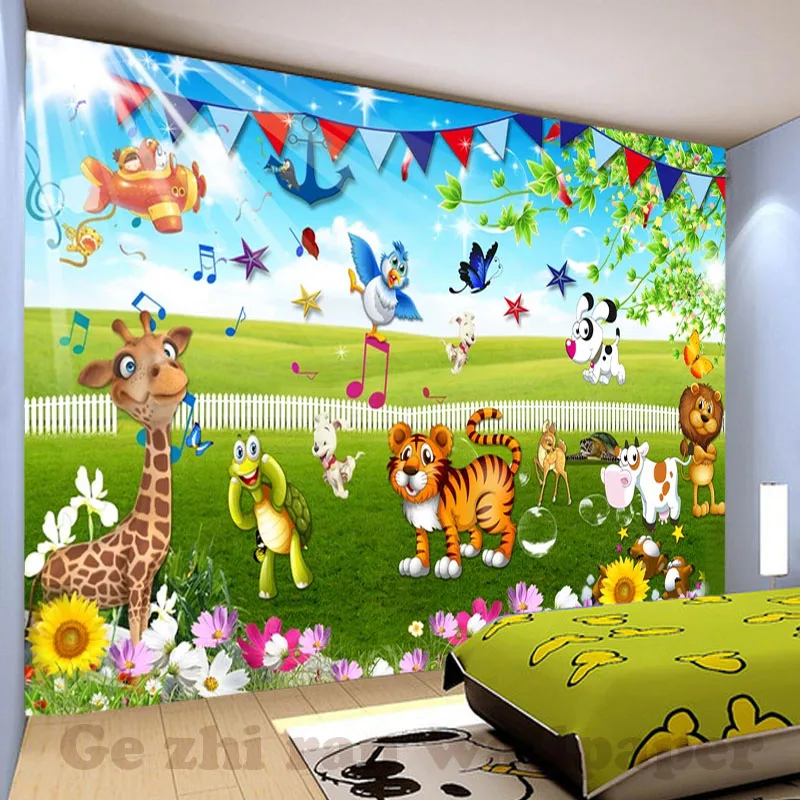 Custom 3d Mural Wallpaper Children Room Wall Covering Wallpaper 3d Cartoon Animal Paradise 3d