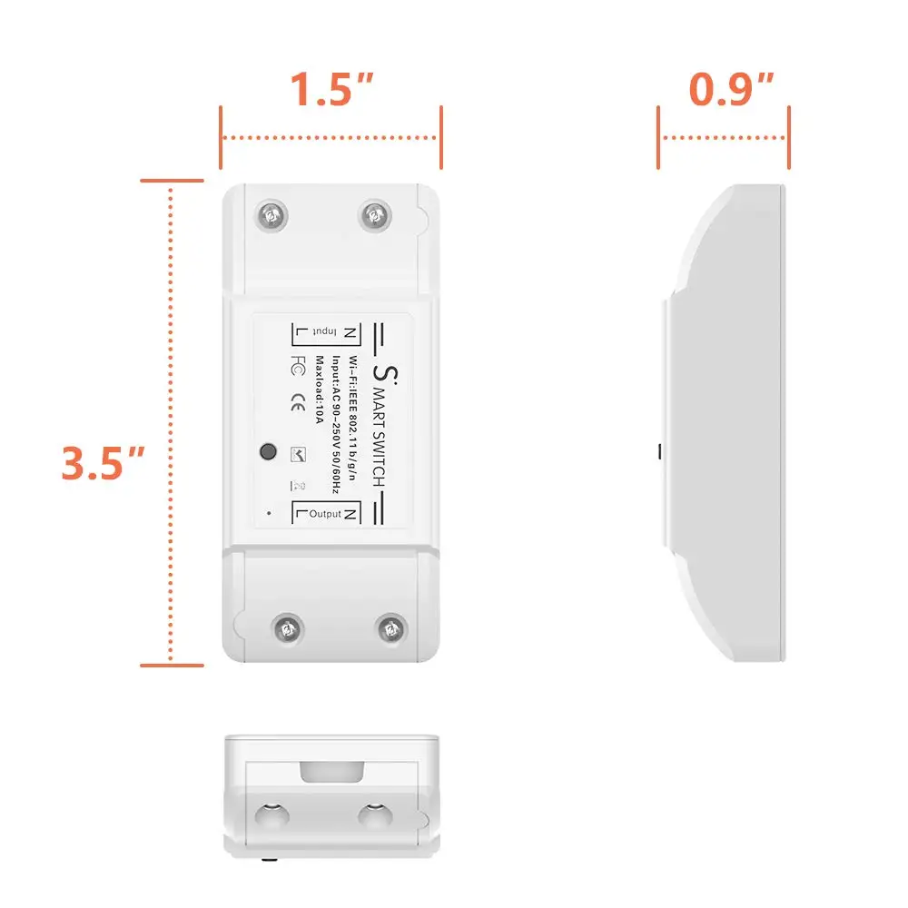 WiFi мини-переключатель, адаптер прерывателя дистанционного управления с таймером, универсальная Автоматизация умного дома 10A совместима с Alexa/Google