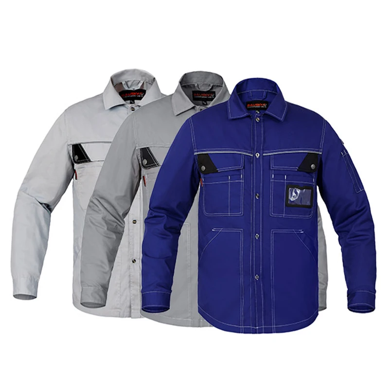 Bauskydd Рабочая одежда Рабочая футболка мужская с длинными рукавами рубашка мульти карман очень большой размер Вышивка Логотип темно-синий