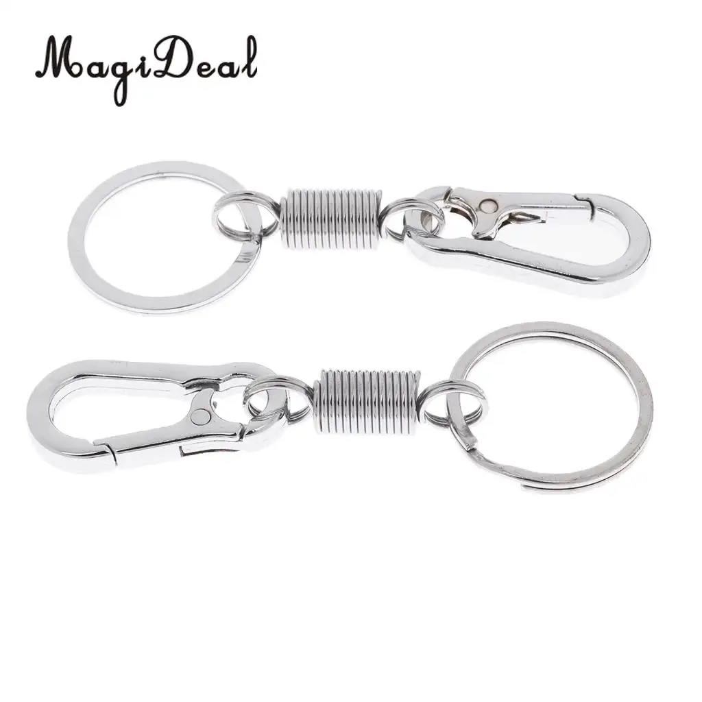MagiDeal 10 Pcs Stainless Steel Spring Gourd Buckle Carabiner Keychain Waist Belt Clip Anti-lost Buckle Retractable Keyring