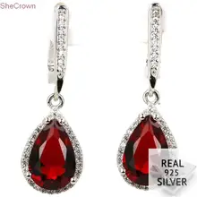 6.1g Real 925 Solid Sterling Silver Pink Raspberry Rhodolite Garnet Gift For Girls Earrings 34x10mm 6.1g Real 925 Solid Sterling Silver Pink Raspberry Rhodolite Garnet Gift For Girls Earrings 34x10mm