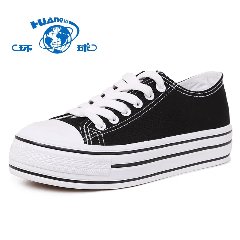 

HUANQIU Women Shoes 2017 Women Platforms Shoes Height Increasing 4CM Women Canvas Shoes Women's Casual Shoes with comfortable