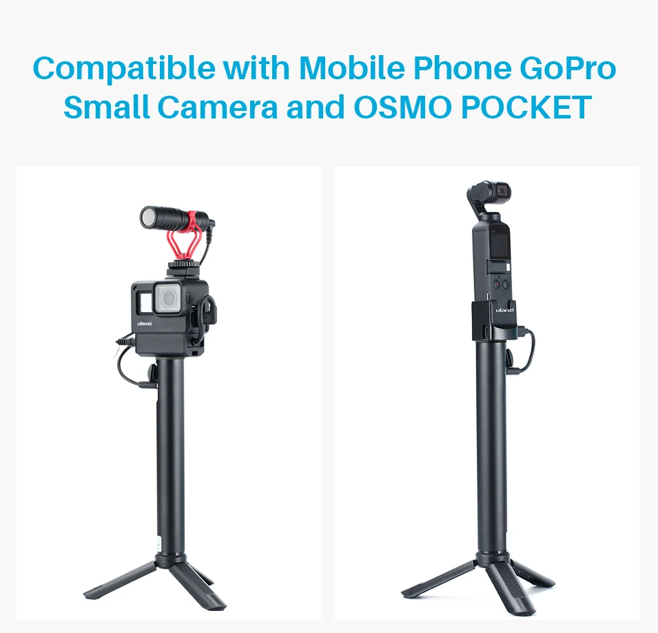 5200 мАч, 2 в 1, Дополнительный внешний аккумулятор, ручка для Osmo Pocket Gopro Hero 7 6 5 eken Sjcam Vlog Stick Grip