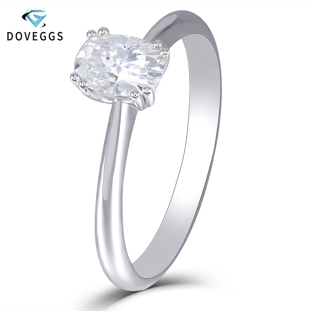 

DovEggs 14k White Gold 1ct Carat 5X7mm F Color Lab Created Moissanite Diamond Engagement Rings For Women Solitaire Gold Ring