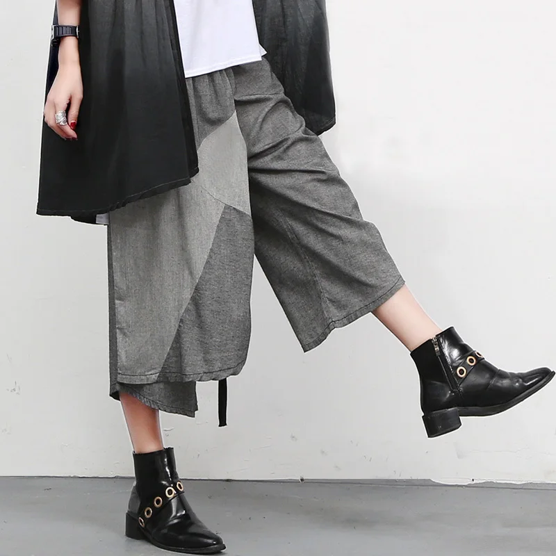 #0615 Summer Drawstring Asymmetrical Wide Leg Pants Women Loose Cotton Linen Retro Ladies Trousers Joggers Calf-length #0615 Summer Drawstring Asymmetrical Wide Leg Pants Women Loose Cotton Linen Retro Ladies Trousers Joggers Calf-length
