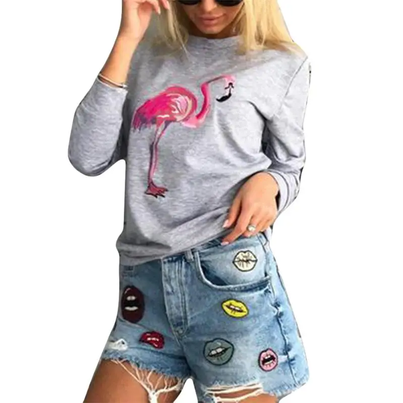 Женская толстовка с длинным рукавом рисунком фламинго|hoodie sweatshirt|fashion sweatshirtsweatshirt
