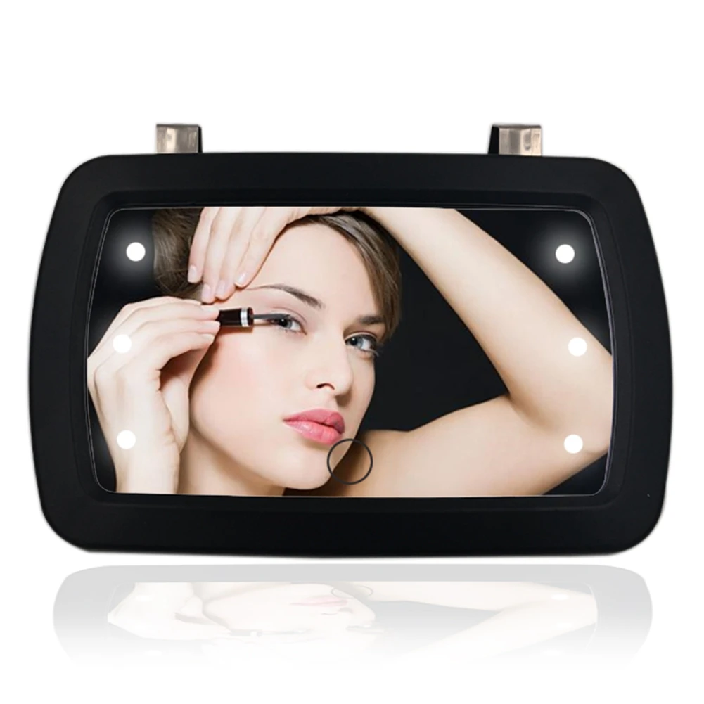 1 шт., универсальное зеркало для салона автомобиля, светодиодный сенсорный переключатель, зеркало для макияжа, солнцезащитный козырек, высокое прозрачное внутреннее HD зеркало 170*110 мм