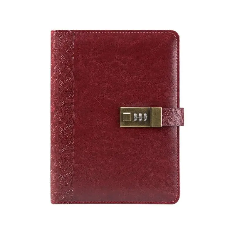 

CAGIE a5 Binder Notebook Diary with Lock Vintage Leather Journals Line Pages Spiral Palnner Refill Padlock Travelers Notebook