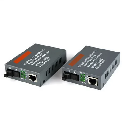 

1 pair HTB-3100AB-60KM 10/100M Fiber Optic Media Converter Fiber Transceiver and Receiver Singlemode Single Fiber SC Port