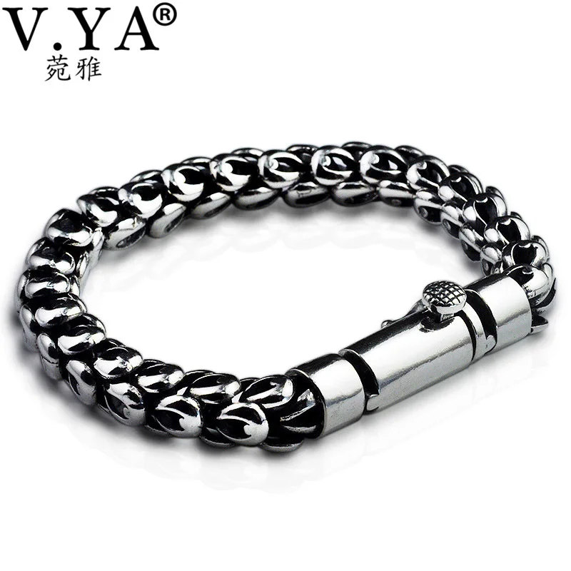 

V.YA New Arrival 925 Sterling Silver Male Bracelet Thai Silver Dragon scale Bracelets Bangles For Men Birthday Fine Jewelry