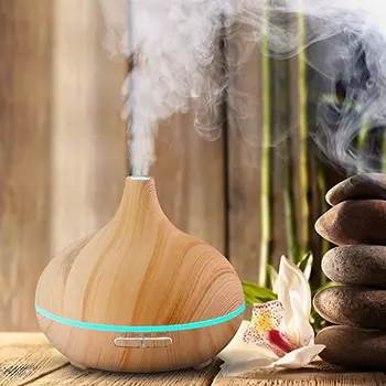 

HUM-300ml-A6,300ml Cool Mist Ultrasonic Aroma Diffuser, Air Humidifier Wood Grain with Waterless Automatically Shut-off
