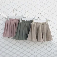 Одежда для маленьких девочек Новинка года; сезон весна-лето; детская плиссированная юбка для девочек Детская однотонная Милая юбка юбки с оборками для малышей