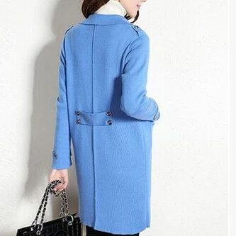 Новое поступление, пальто из чистой шерсти и натурального кашемира, длинный свитер, TFP730 - Цвет: Blue