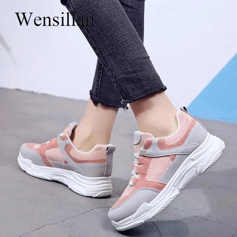 

Vulcanized Shoes Fashion Sneakers Women Trainers Ladies Chunky Sneakers Mix-color Casual Shoes Platform Pink Zapatillas Mujer