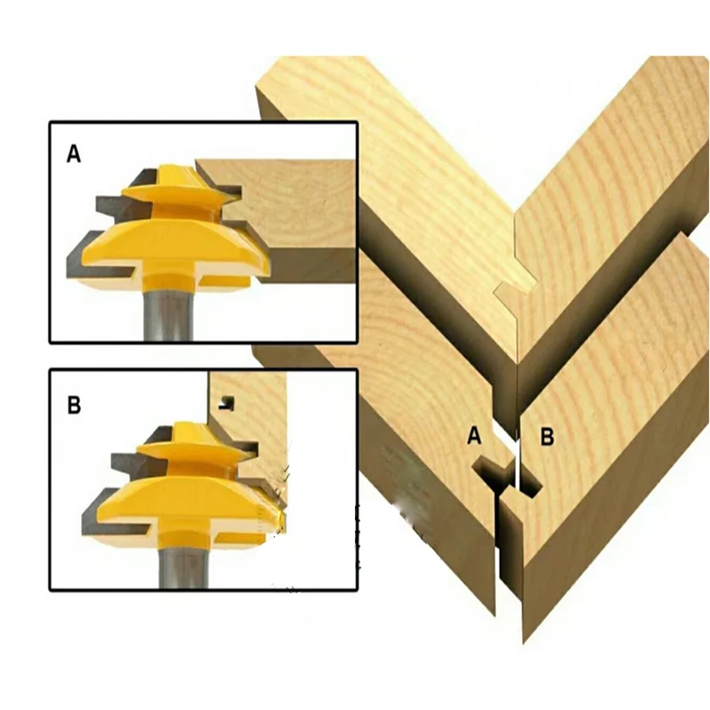 45 градусов карбида сплава деревянный замок, фреза инструмент 1/2 дюйма хвостовиком шип фрезы для деревообработки