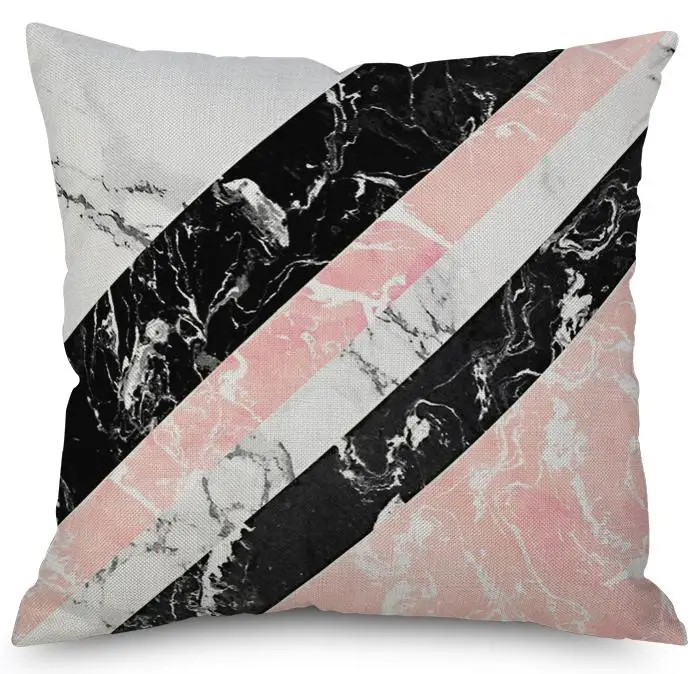 Modern Style Pink Geometric Cushion Minimalist Decor Marble Flower Pattern Creative Sofa Throw Pillows For Office Chair Backrest - Цвет: A18