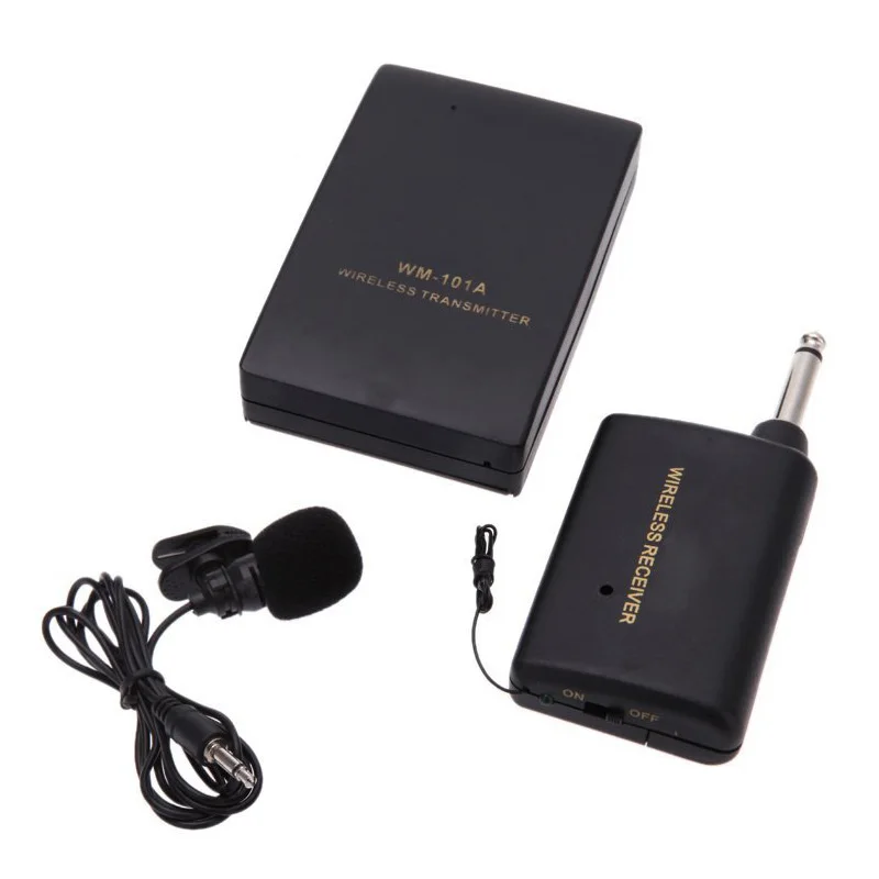 

Wholesale5pcs*Mini Lapel Clip Studio Wireless Mic Remote Microphone System Kit FM Transmitter Receiver Black