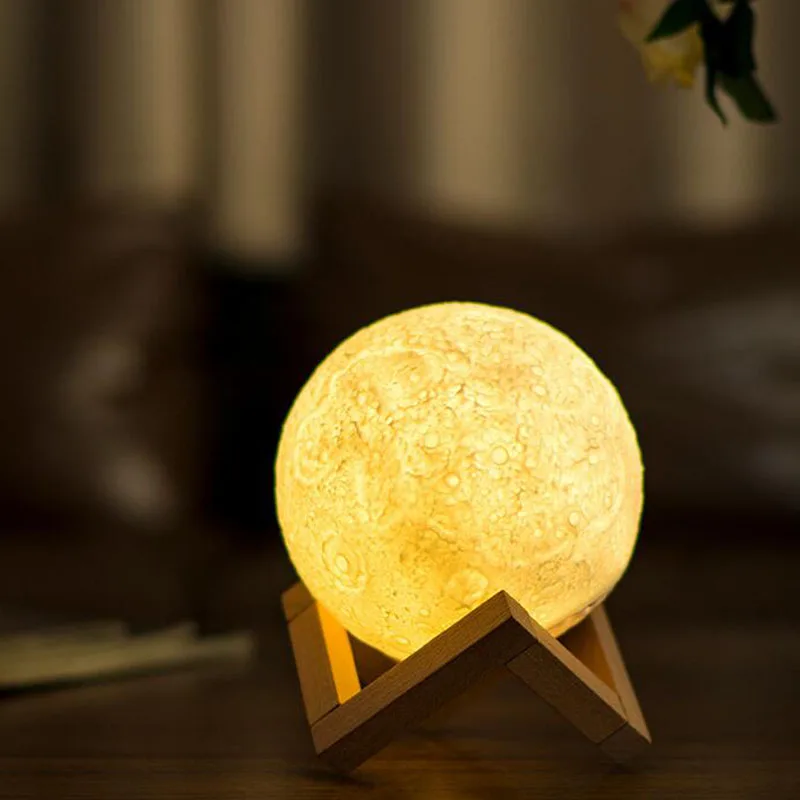 

Rechargeable 3D Print Moon Lamp brightness adjustable Touch Switch Bedroom Bookcase Night Light Home Decor black friday deals