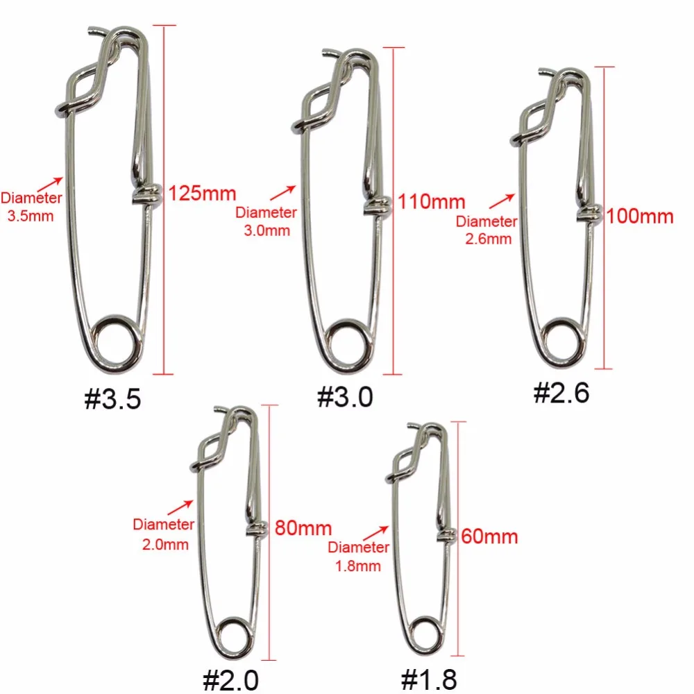 INFOF 10pcs/lot Stainless Steel Fishing Snap Clips Spring-loaded Snaps  Float Line Tuna Clip Sea Fishing Tackle