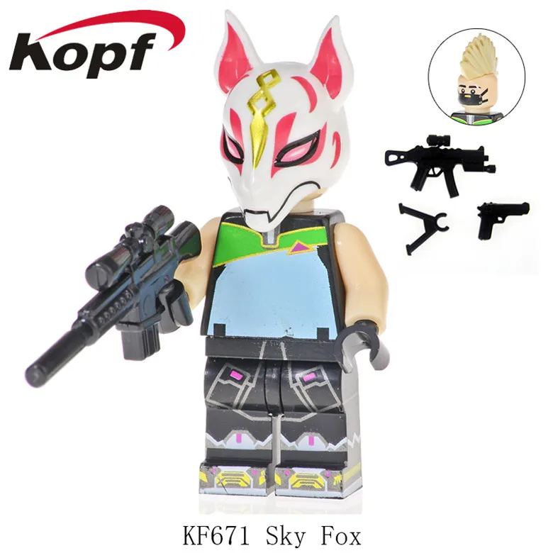 

20Pcs Game Fortnight Sky Fox Glory Vanguard Building Blocks With Real Metal Weapon Action Figures For Children Toys Gift KF671