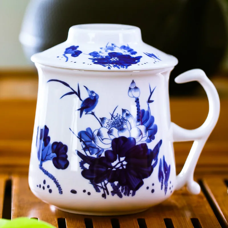430ml Creative Design Office Drinkware Chinese Jingdezhen Bone China Porcelain Tea Cup Filter | Дом и сад