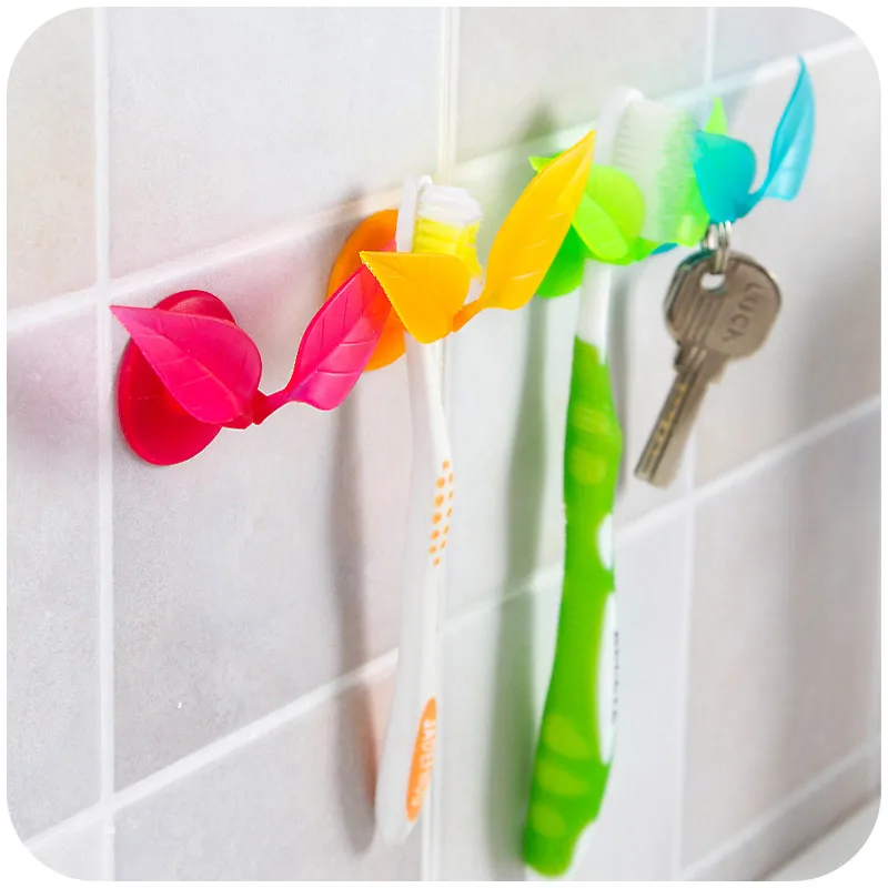 

Multifunctional Toothbrush Holder Suction Cup Leaves Styling, Creative And Practical Compact Rack, Razor Holder