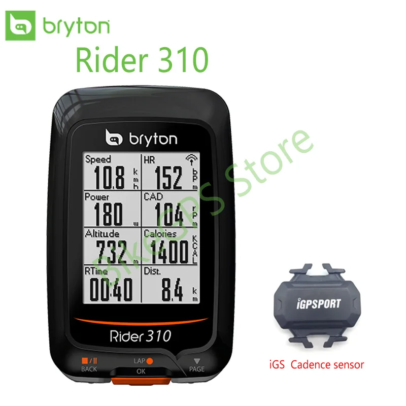 

Bryton Rider 310 GPS Bicycle computer navigation Bike Speedometer Waterproof Bluetooth ANT+ (iGPSPORT Speed/Cadnece/HR sensor)