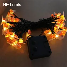 Hi-Lumix пчела Солнечный светодиодный светильник 5 м 20Led Водонепроницаемый Открытый Сад Декоративный Рождественский Сказочный светильник ing 8 режимов
