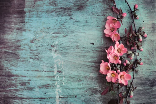 

HUAYI fabric photo background Perspective flowers photography backdrops blue wood wall backgrounds for photo studio XT3236