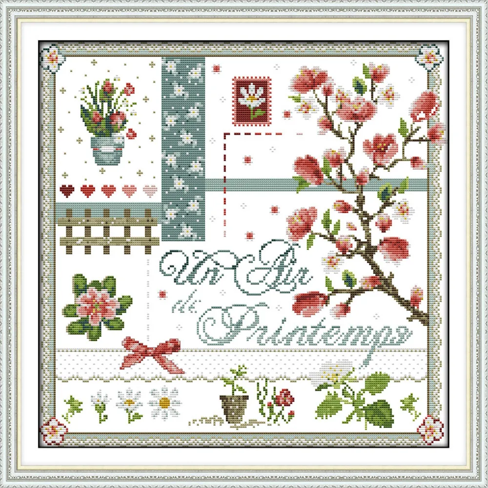 

The peach blossomes Counted Cross Stitch DMC Cross Stitch Patterns 11CT 14CT Cross-Stitch Kits For Embroidery DIY Needlework