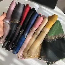 2020 New Summer Silk Scarf For Women Long Size Pashmina Lady Shawl Female Wraps Bandana Foulard Hijabs Solid Soft Beach Stoles
