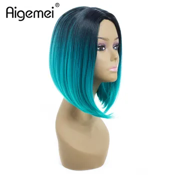 

Bob Wigs For Women Short Straight Synthetic Wigs For African American Middle Part Machine Wigs Ombre Colors 12 Inches