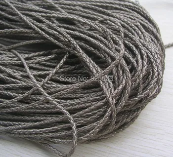 

Free shipping 20m earth grey braid PU leather Beading Cord 3mm dia. Beading Wire Handcraft Accessory for bracelet & necklace