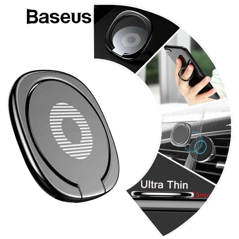 Baseus Metal Finger Ring Holder For iPhone XS 8 Samsung Phone Ring Mobile Phone Holder Stand For Magnetic Car Phone Holder Stand