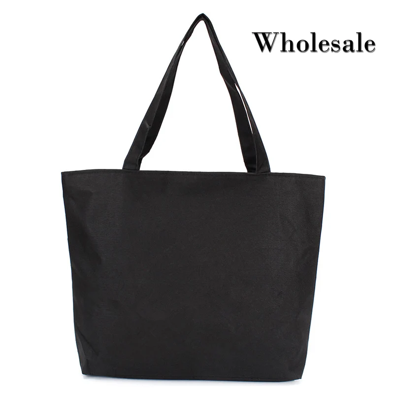 Wholesale Blank Women&#39;s Casual Tote Handbag High Quality Canvas Shoulder Bag Plain White Black ...