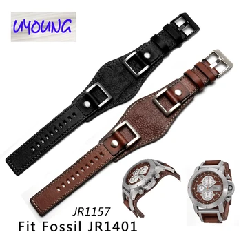 

New fossil JR1401 JR1157 24mm black brown high quality genuine leather tray straps watchbands for men belt with steel buckle