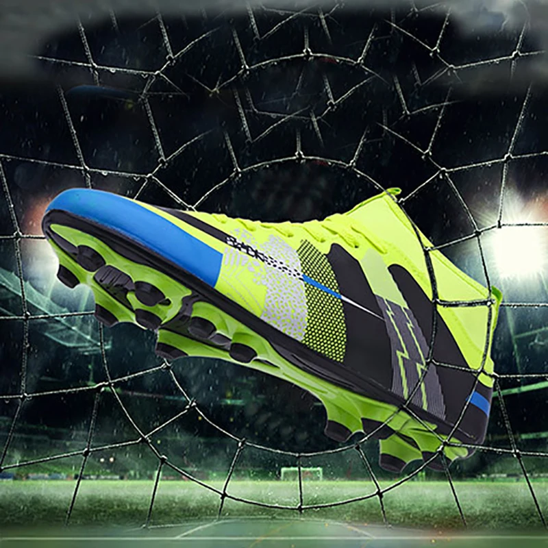 Tanie Nowi dorośli męskie odkryte buty korki piłkarskie wysokie góry TF buty piłkarskie fg sporty treningowe trampki buty Plus rozmiar 35 45 oceniane