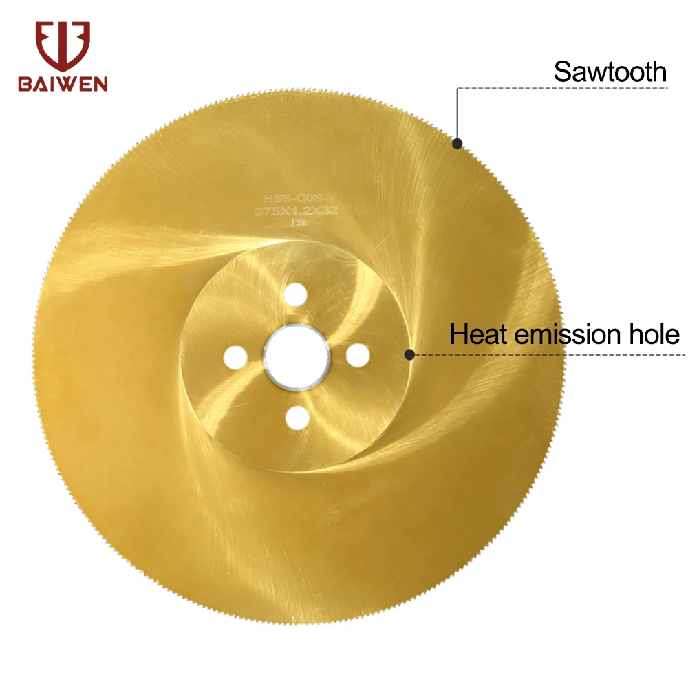 HSS Circular Saw Blade 10" Cutting Disc for Metal Copper Iron Stainless Steel Pipe Bar 250*1.2*32mm   M2 Yellow 1Pc
