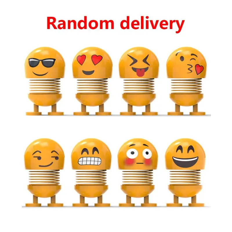 

Shaking Head Toys Car Ornaments LED Dolls Cute Cartoon Funny Emoji Wobble Head Robot Lovely Car Dashboard Decor Auto