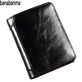 

Banabanma Men Wallet Leisure Business Retro Leather Multifunction Purse Solid Color Short Tri-flod Wallet and Purses ZK40