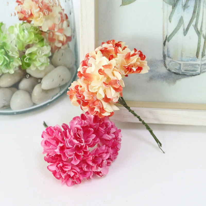 JAROWN Simulation Mini Carnation Paper Flower DIY Wedding Wreath Accessories Material Wedding Candy Box Decoration Fake Flowers (5)