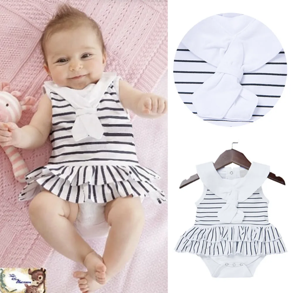 

Baby Kids Bodysuit Toddler New Toddler Infant Baby Girls Sleeveless Striped Print Jumpsuit Fashion Clothing Modis Kids Clothes