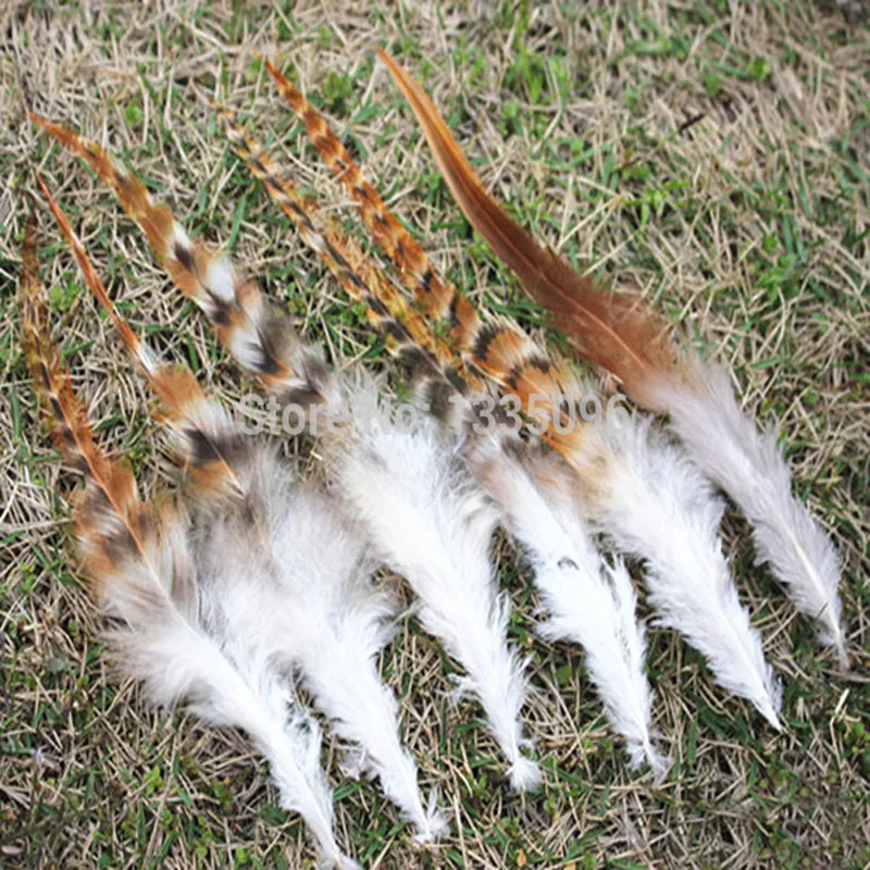 

Free shipping 20pcs 10-15cm natural color yellow stripe chicken rooster plumage feathers for jewelry making bulk sale fly tying