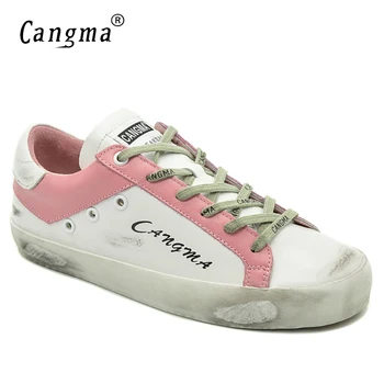 

CANGMA Ladies Brand Trainers Shoes Women Sneakers Genuine Leather Shoes Casual Female Adult Breathable Shoes Girl Flat Footwear