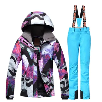 

Ski Suit Women Winter Skiing Jacket + Pants Thermal Thicken Snow Sportswear Waterproof Breathable Snowboard Sets