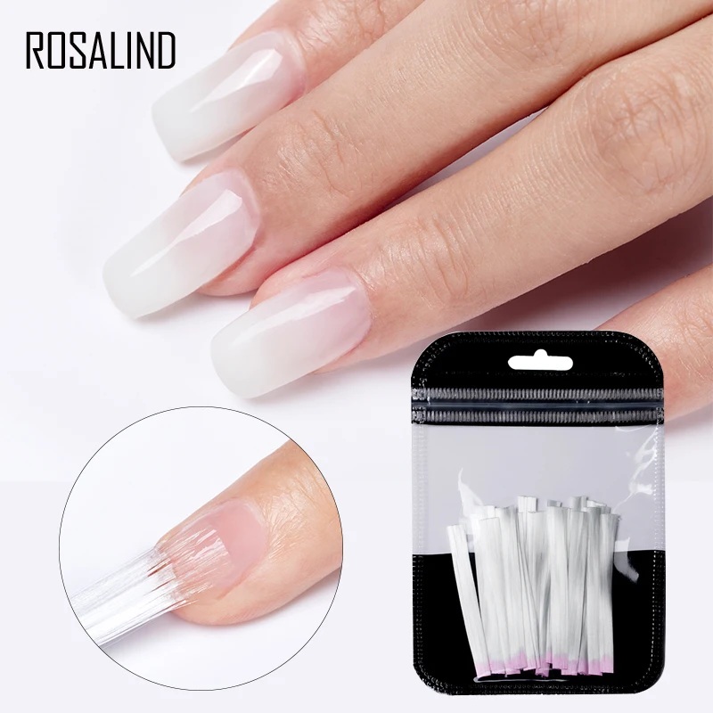 

ROSALIND Fiber Glass Nails Extenstion 10/20pcs/lot Silk Set Nail Extension Acrylic Tips Fiber Gel Polish Nail Pinching Clips