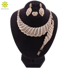 Свадебные комплекты ювелирных изделий Индийский Золотой Цвет Кристалл Свадебные Ювелирные наборы для женщин Африканский роскошный большой Дубай ожерелье серьги набор