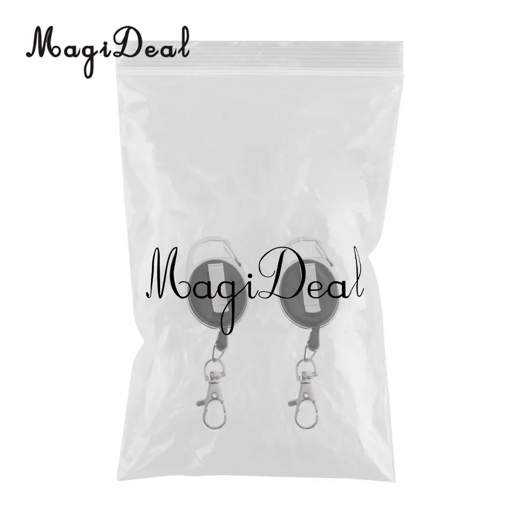 2pcs Black Retractable Keychain Carabiner Badge Reels 60cm Pull Wire with Key Ring Clip Nylon Wire Climbing Accessories