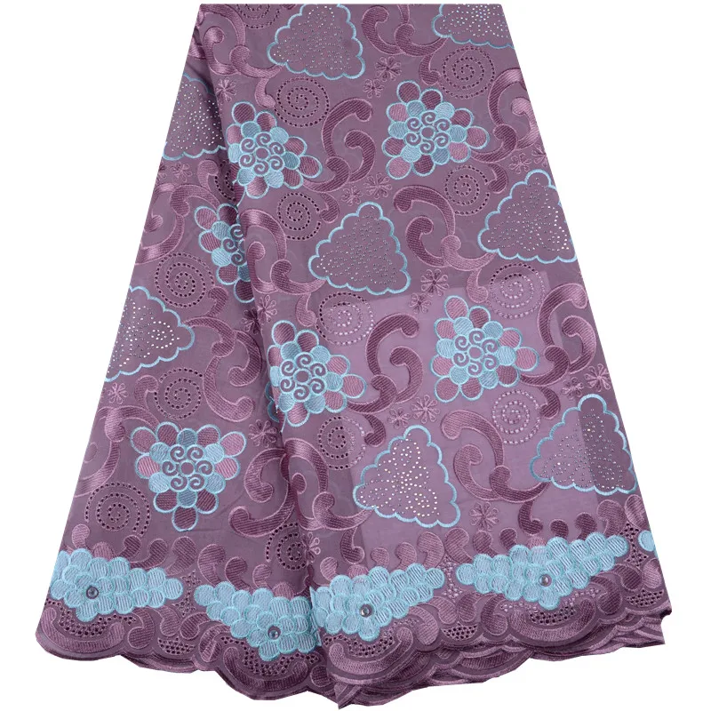 Latest Onion Color African Lace Fabrics Embroidered Cotton Nigerian Swiss Voile Fabric With Stones For Wedding S1480 | Дом и сад